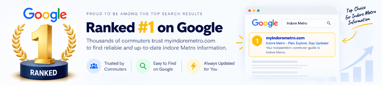 Indore Metro Rank - Recognition of MY INDORE METRO's commitment to commuter information